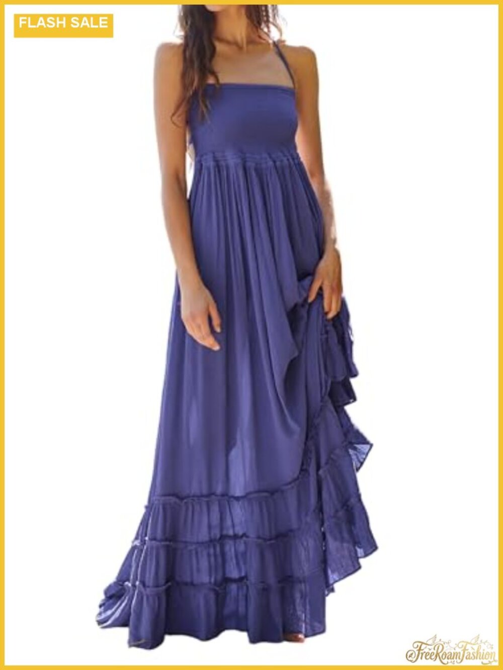 Backless Halter Maxi Dress Rayon Boho Summer